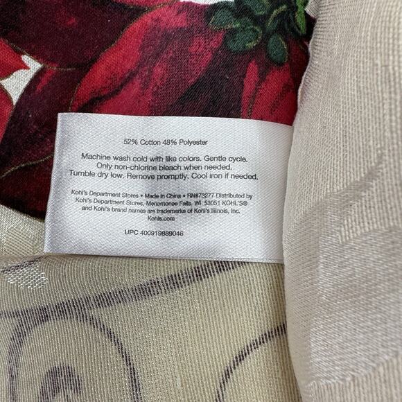 St Nicholas Square Christmas Fabric Tablecloth‎ Rectangular 97"x58" Poinsettias - Picture 8 of 8